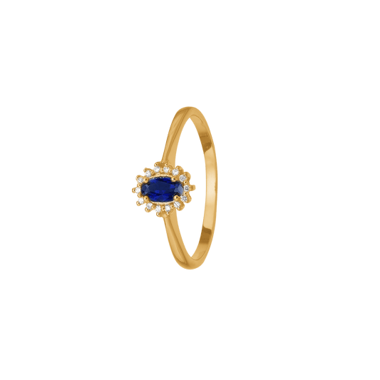 Ring 8 kt, safir og diamanter
