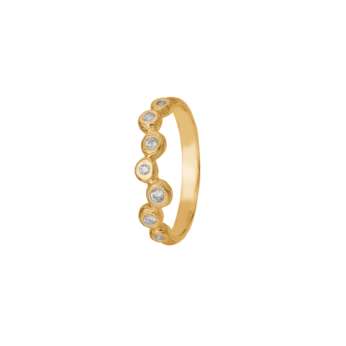 Ring med bobler, 14k m/ 7 cz