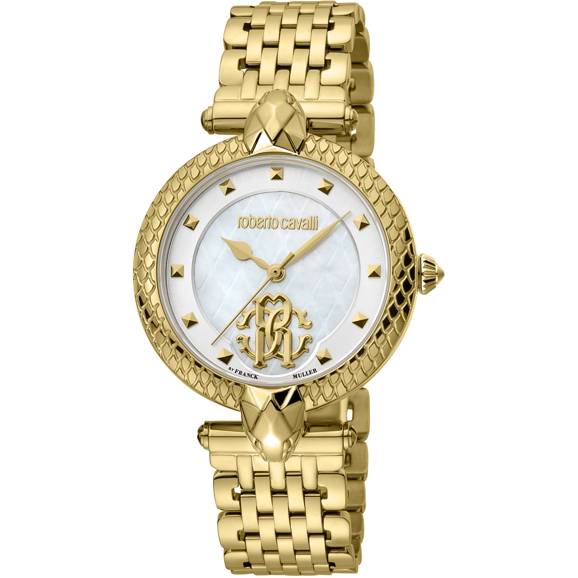 Roberto Cavalli by Franck Muller Dame Rustfrit Stål Guldfarvet/Hvid Ur RV1L130M0051 - Urma.dk