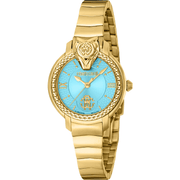 Roberto Cavalli by Franck Muller Dame Rustfrit Stål Guldfarvet/Lyseblå Ur RV1L215M0051 - Urma.dk
