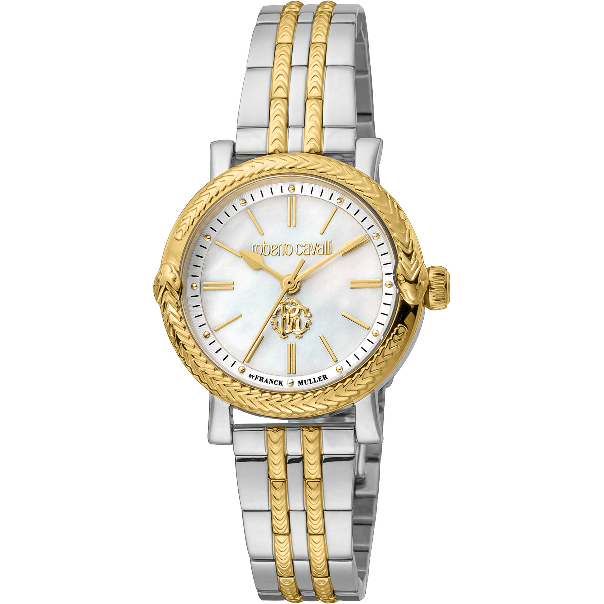 Roberto Cavalli by Franck Muller Dame Rustfrit Stål Guldfarvet/Sølvgrå Ur RV1L193M0081 - Urma.dk
