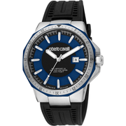 Roberto Cavalli by Franck Muller Herre Rustfrit Stål Blå/Sølvgrå Ur RV1G182P0021 - Urma.dk