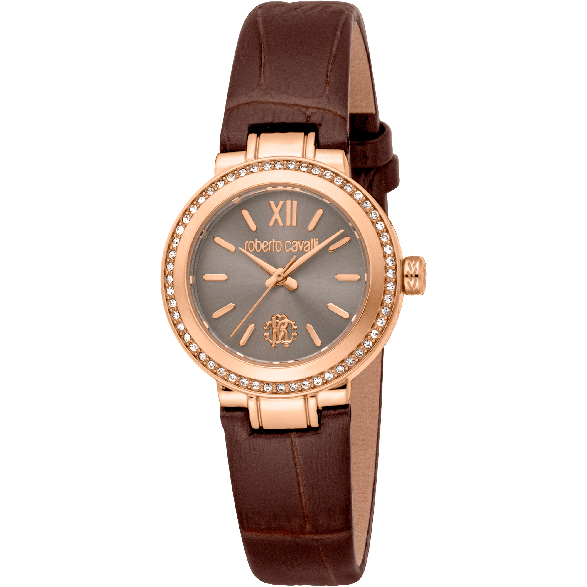 Roberto Cavalli Dame Læder Brun Ur i Rosaguld Stål RC5L123L0035 - Urma.dk