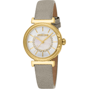Roberto Cavalli Dame Læder Grå Guld Ur RC5L137L0025 - Urma.dk