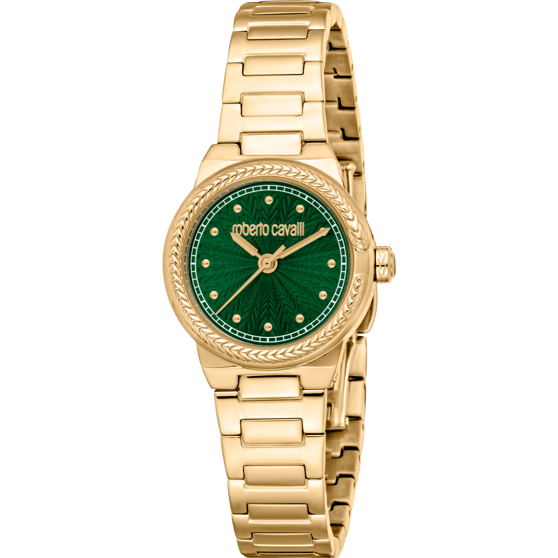 Roberto Cavalli Dame Rustfrit Stål Guldfarvet Grøn Ur RC5L117M0035 - Urma.dk