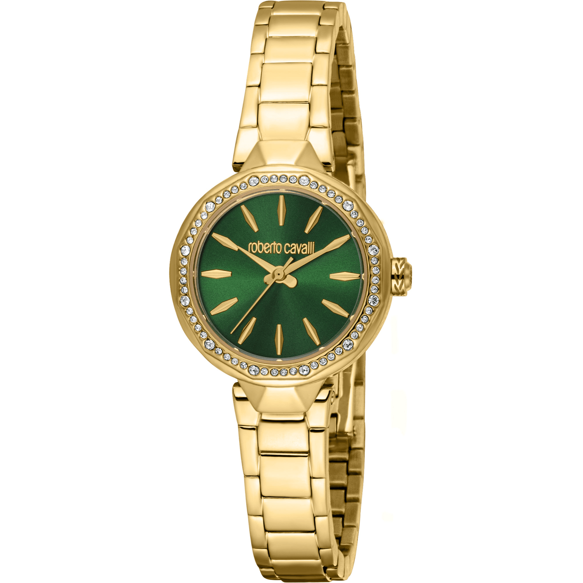Roberto Cavalli Dame Rustfrit Stål Guldfarvet Grøn Ur RC5L144M0065 - Urma.dk