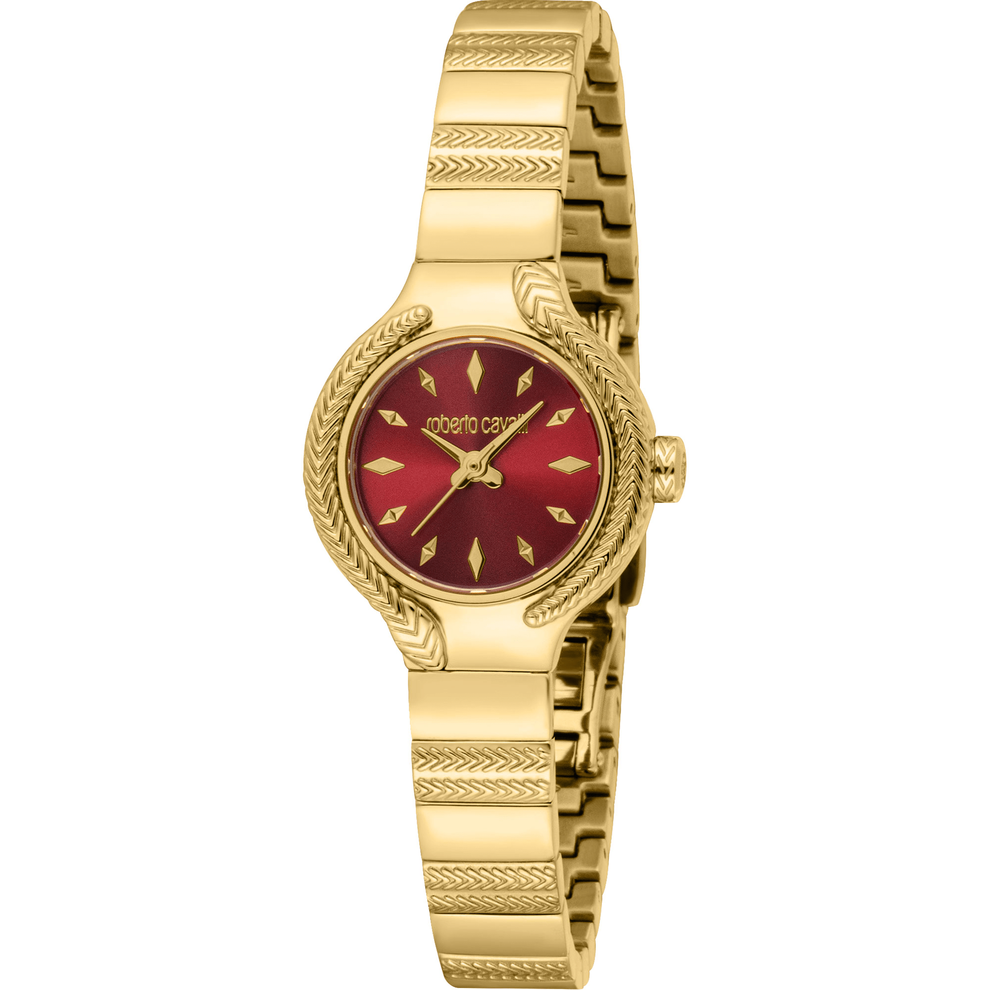 Roberto Cavalli Dame Rustfrit Stål Guldfarvet Rød Ur RC5L155M0065 - Urma.dk