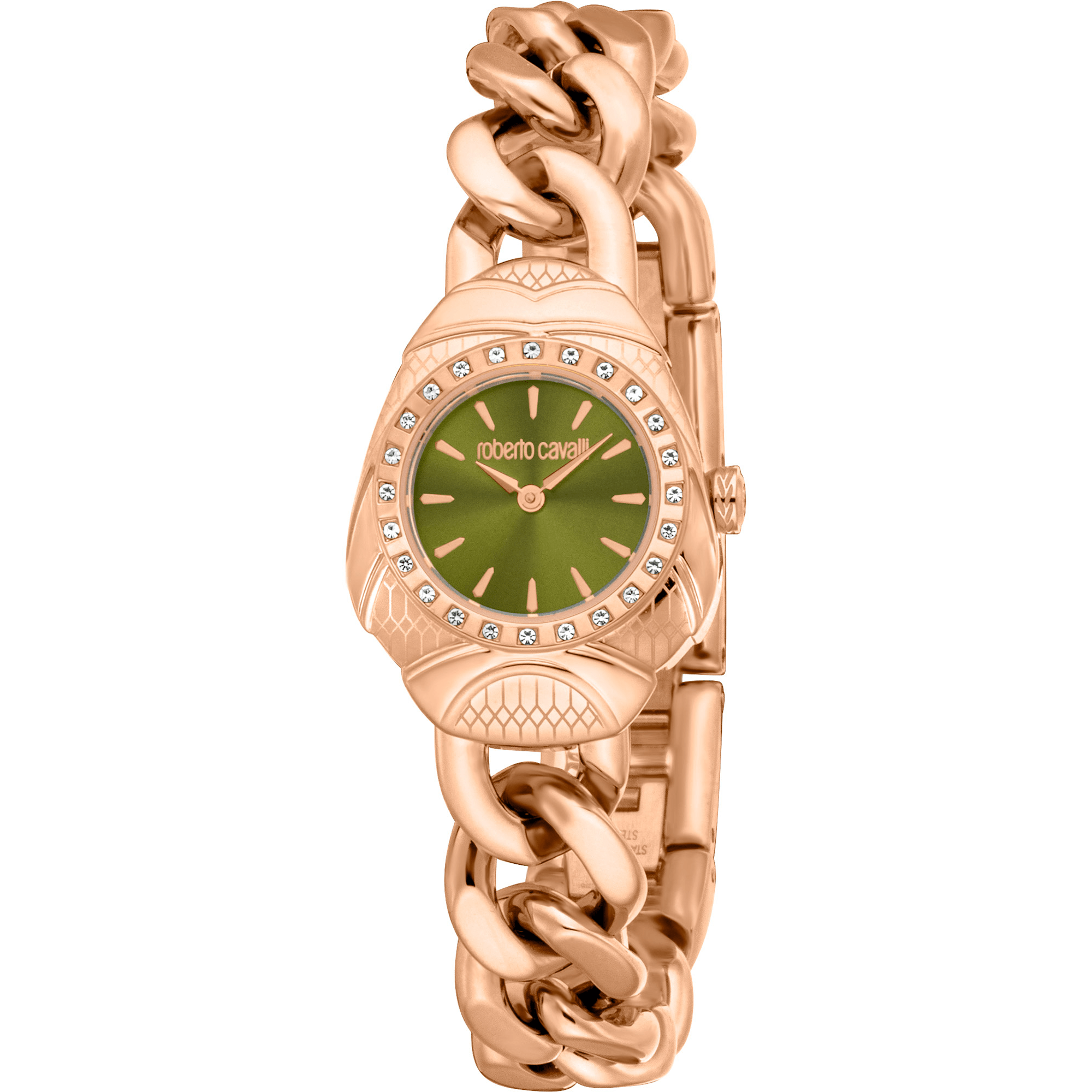 Roberto Cavalli Dame Rustfrit Stål Rosaguld Grøn Ur RC5L093M0045 - Urma.dk