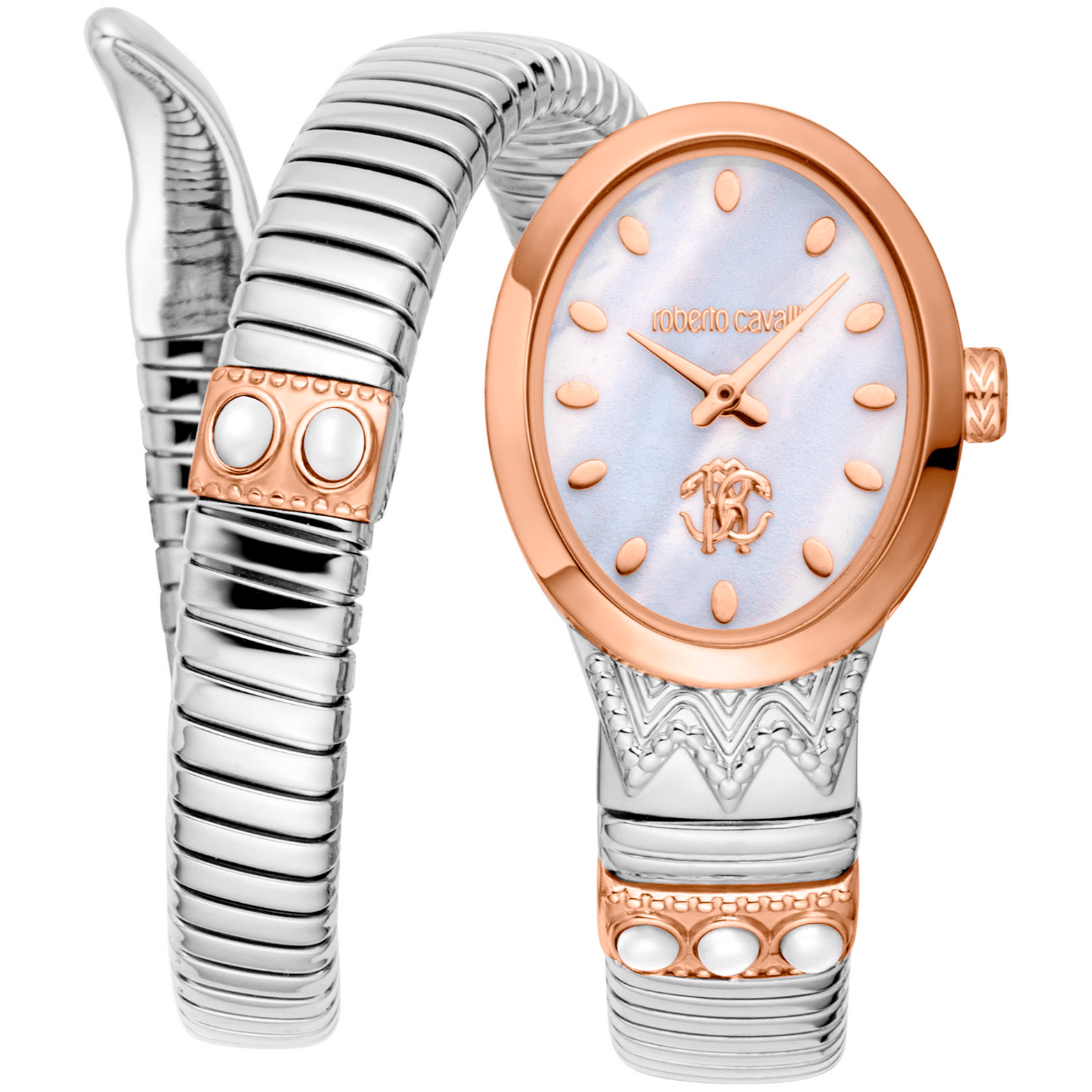 Roberto Cavalli Dame Rustfrit Stål Sølv - og Rosaguldfarvet Ur RC5L104M0065 - Urma.dk