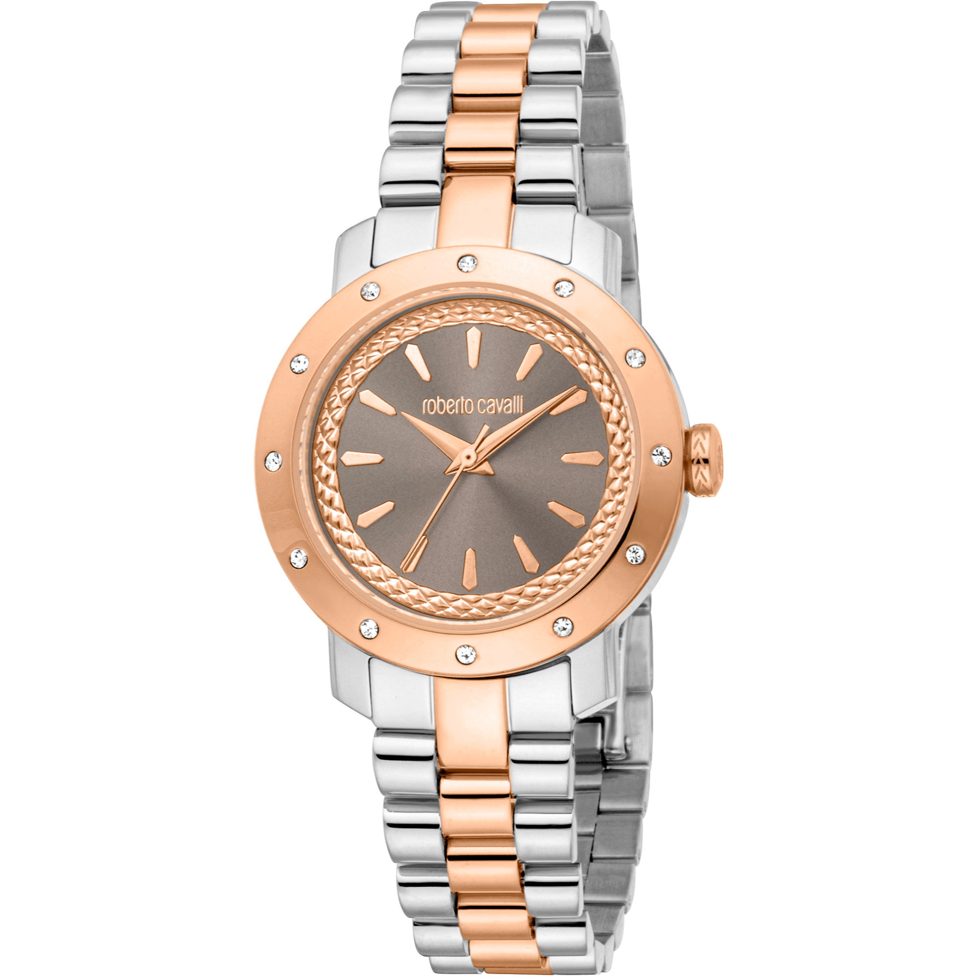 Roberto Cavalli Dame Rustfrit Stål Sølv & Rose Gold Grå Ur RC5L125M0085 - Urma.dk