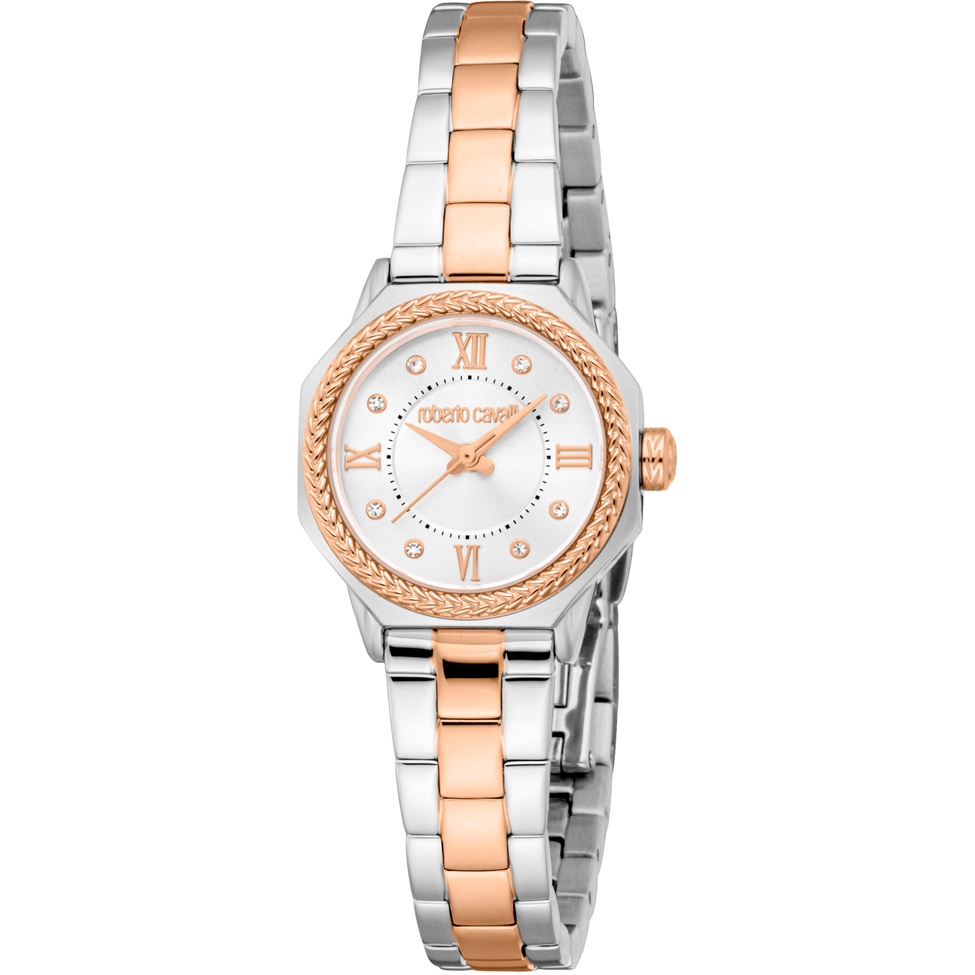 Roberto Cavalli Dame Rustfrit Stål Sølv & Rose Gold Ur RC5L122M0095 - Urma.dk
