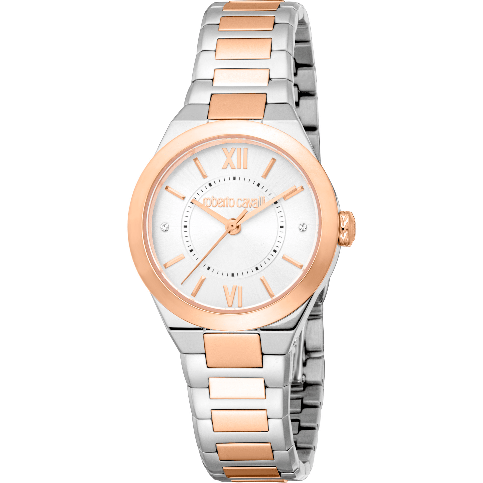Roberto Cavalli Dame Rustfrit Stål Sølv & Rose Gold Ur RC5L126M0075 - Urma.dk