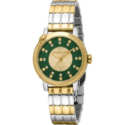 Roberto Cavalli Dame Rustfrit Stål Sølv/Guldfarvet Grøn Ur RC5L116M0085 - Urma.dk