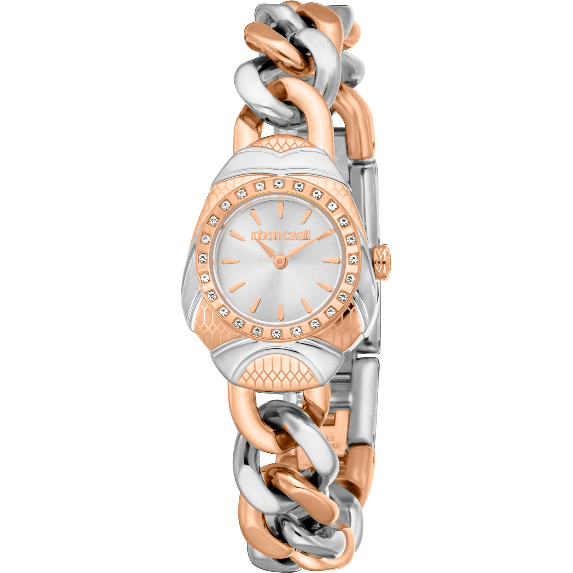 Roberto Cavalli Dame Rustfrit Stål Sølv/Rosaguld Sølv Ur RC5L093M0065 - Urma.dk