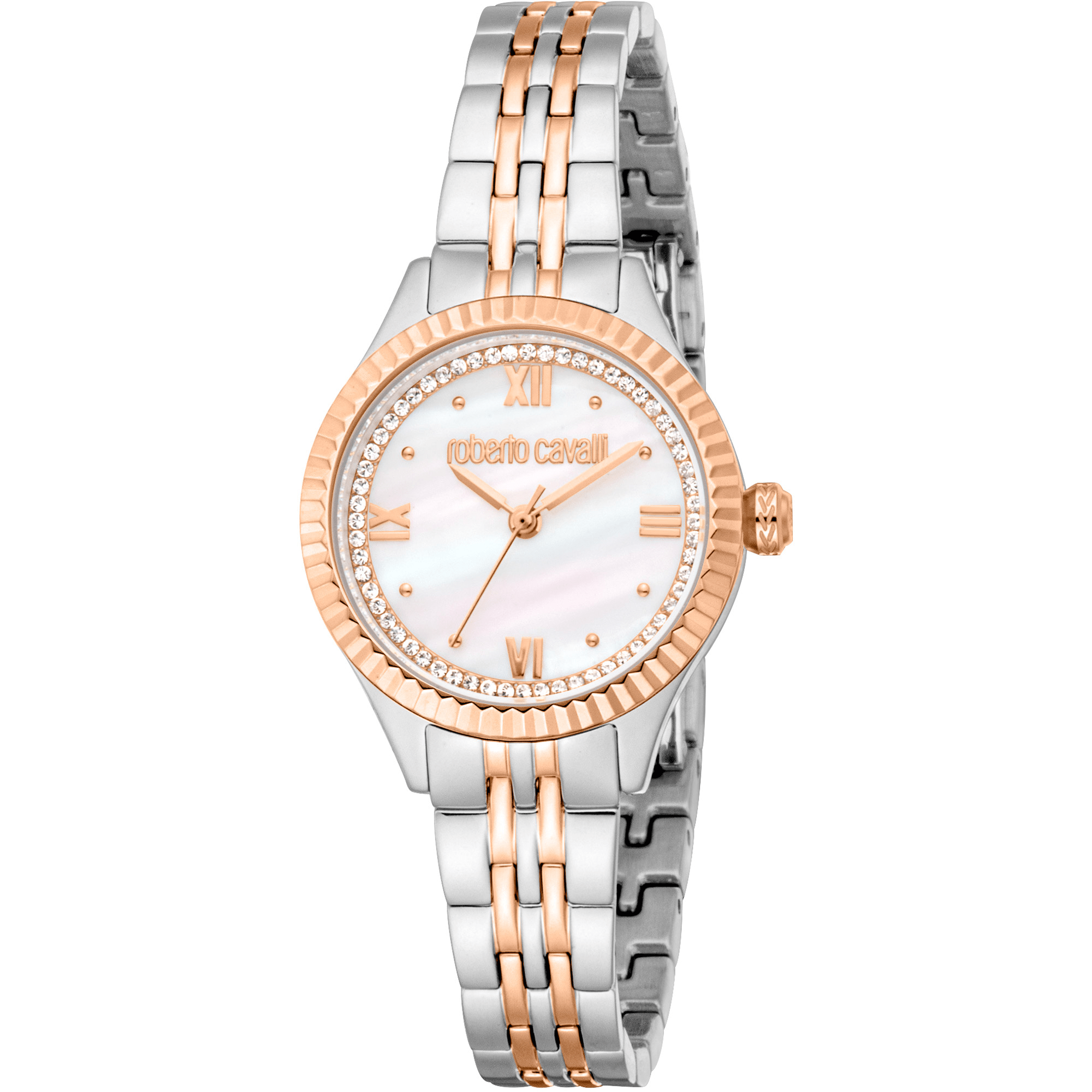 Roberto Cavalli Dame Rustfrit Stål To - tone Rosaguld/Sølv Ur RC5L124M0105 - Urma.dk
