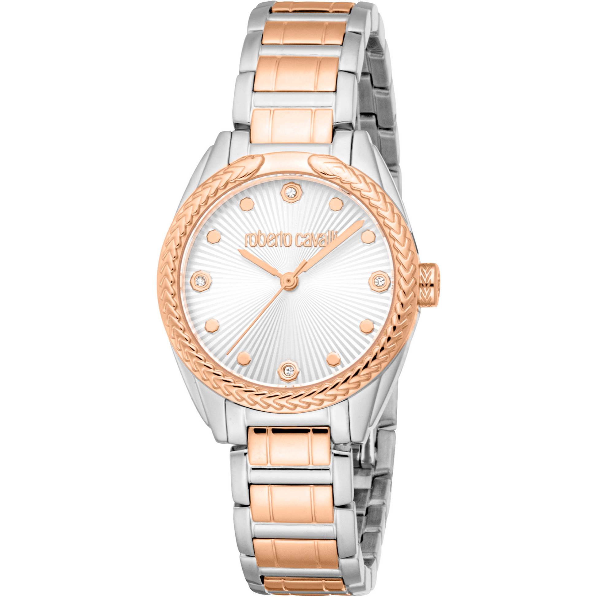 Roberto Cavalli Dame Rustfrit Stål To - tone Sølv/Rosaguld Ur RC5L118M0085 - Urma.dk