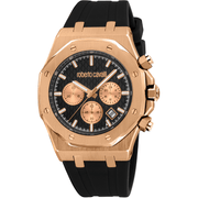 Roberto Cavalli Herreur Rustfrit Stål Rosaguld/Sort Kronograf Ur RC5G161P0035 - Urma.dk