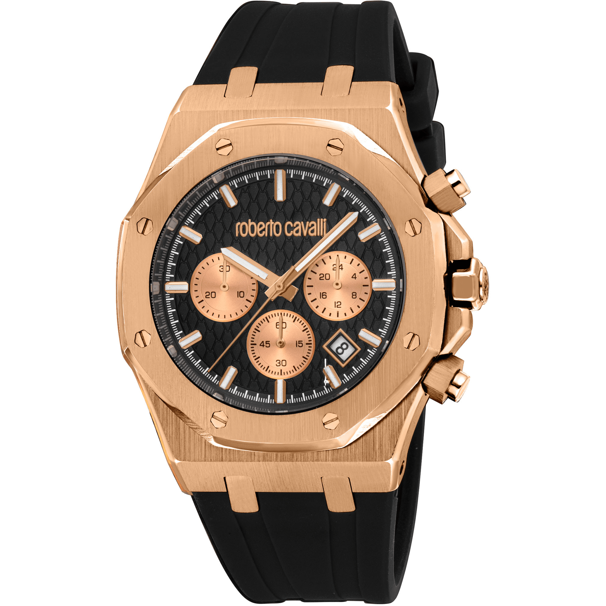 Roberto Cavalli Herreur Rustfrit Stål Rosaguld/Sort Kronograf Ur RC5G161P0035 - Urma.dk
