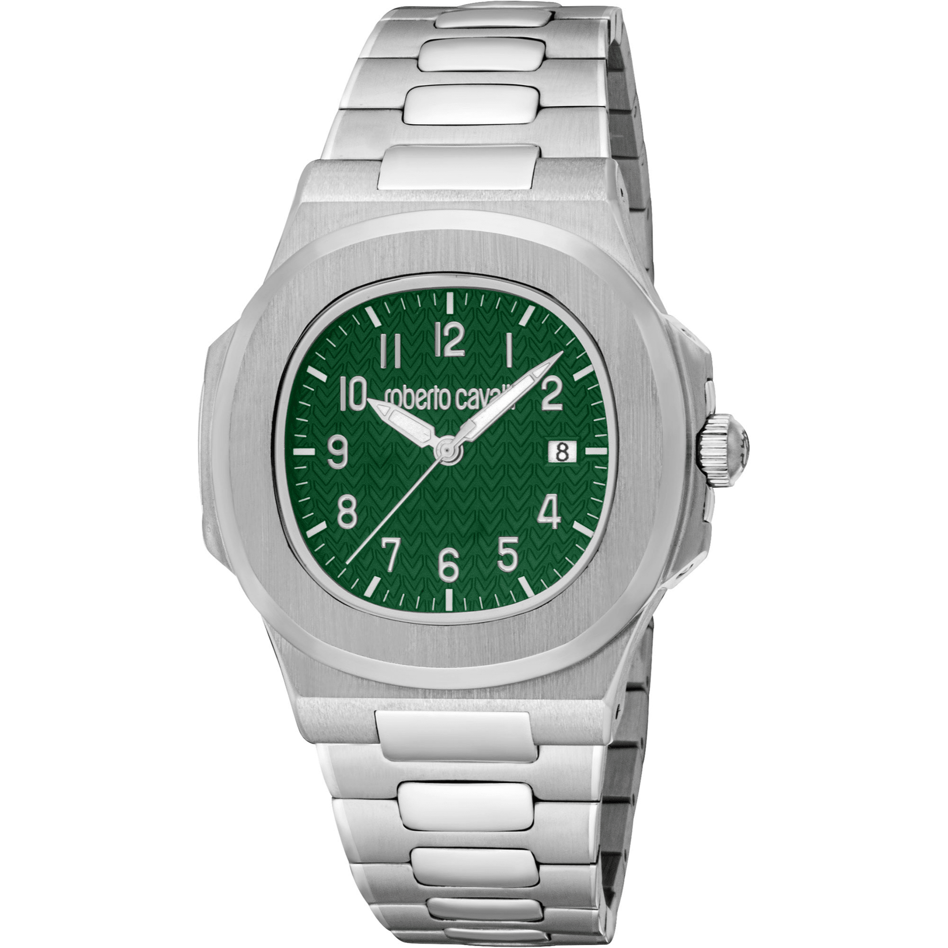 Roberto Cavalli Herreur Rustfrit Stål Sølvgrå/Grøn Analog Ur RC5G166M0045 - Urma.dk