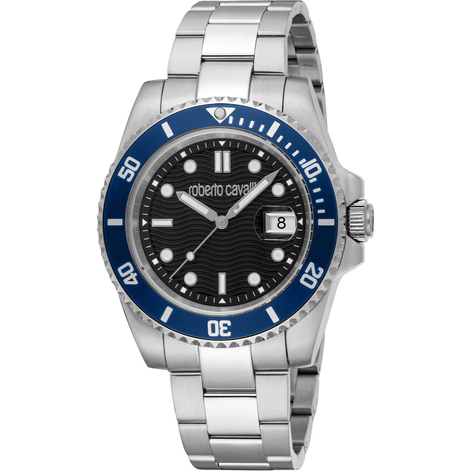 Roberto Cavalli Herreur Rustfrit Stål Sølvgrå/Sort Analog Ur RC5G168M0035 - Urma.dk