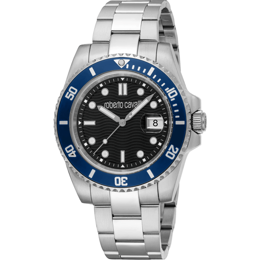 Roberto Cavalli Herreur Rustfrit Stål Sølvgrå/Sort Analog Ur RC5G168M0035 - Urma.dk