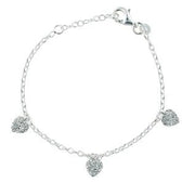 Rod. silver bracelet w/3 hearts w/cz - Urma.dk