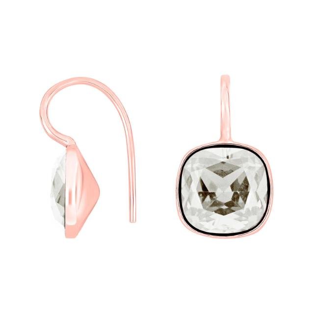 Rosafor sølvøreh m/kvartsglas facetteret farve01 - Urma.dk