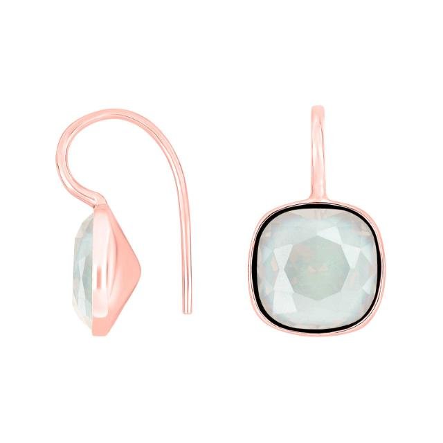 Rosafor sølvøreh m/kvartsglas facetteret farve04 - Urma.dk