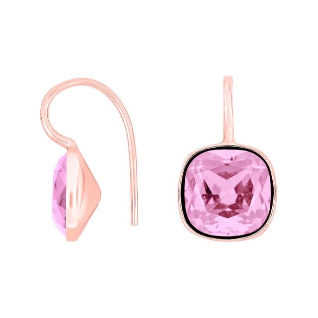 Rosafor sølvøreh m/kvartsglas facetteret farve11 - Urma.dk