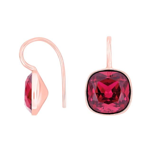 Rosafor sølvøreh m/kvartsglas facetteret farve14 - Urma.dk