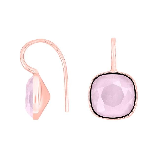 Rosafor sølvøreh m/kvartsglas facetteret farve22 - Urma.dk