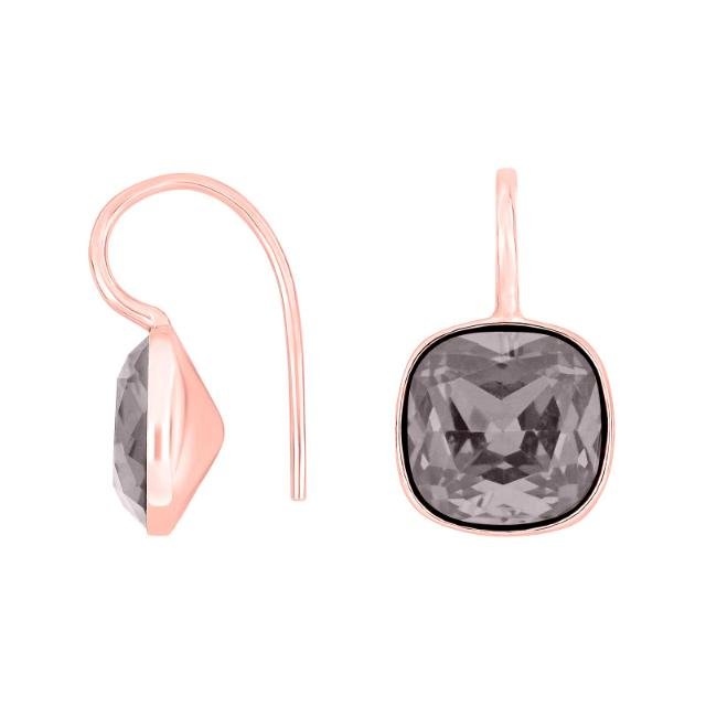 Rosafor sølvøreh m/kvartsglas facetteret farve91 - Urma.dk