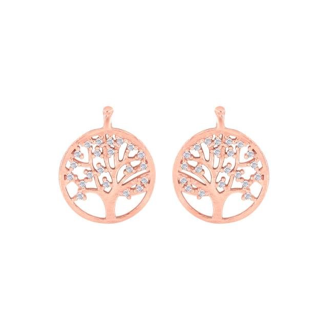 Rosaforg. sølv system - vedhæng liverts træ m/cz - par - Urma.dk