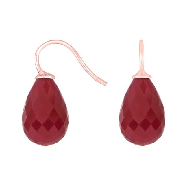 Rosaforg sølvøreh. me kvartsglas facetteret farve 28 - Urma.dk