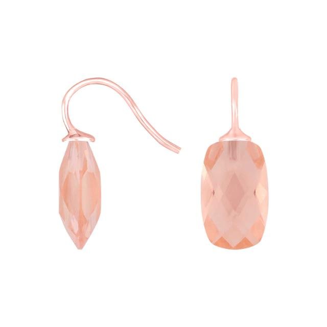 Rosaforg sølvøreh. m/kvartsglas facetteret farve12 - Urma.dk