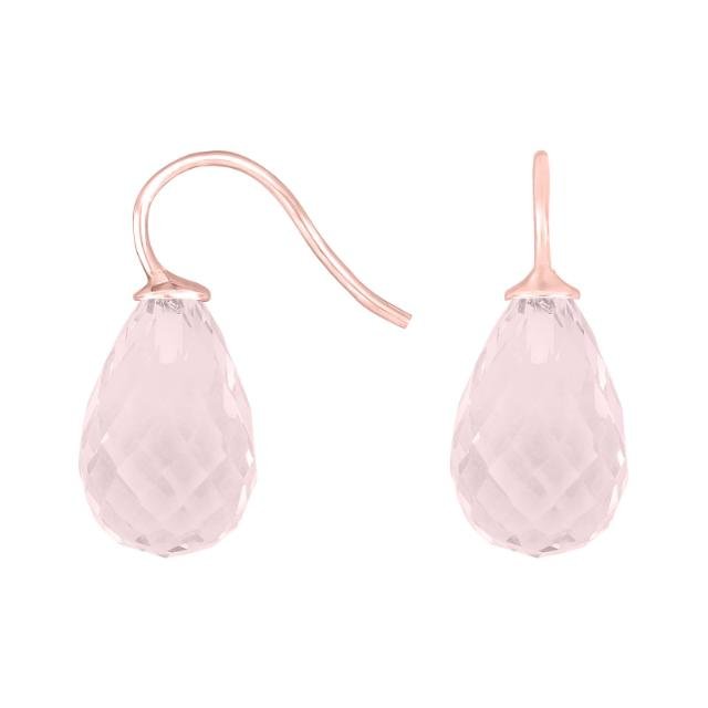 Rosaforg sølvøreh. m/kvartsglas facetteret farve25 - Urma.dk