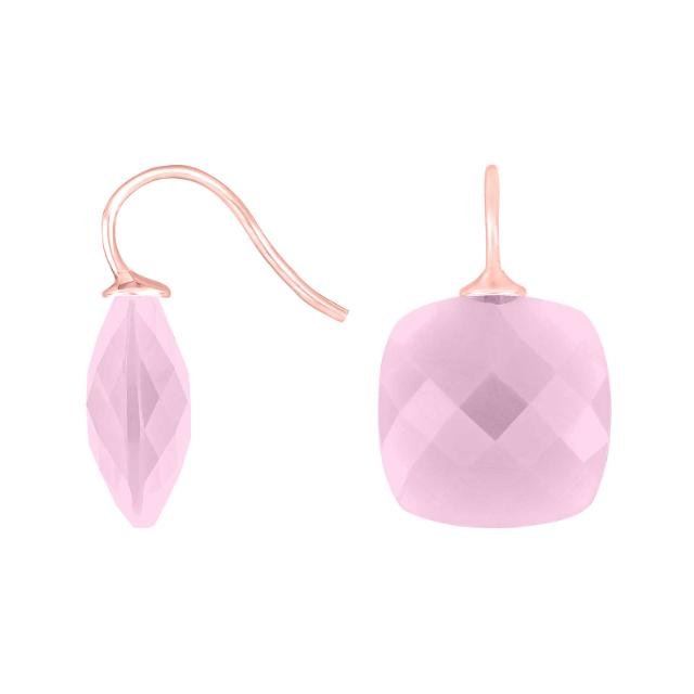 Rosaforg sølvøreh. m/kvartsglas facetteret farve25 - Urma.dk