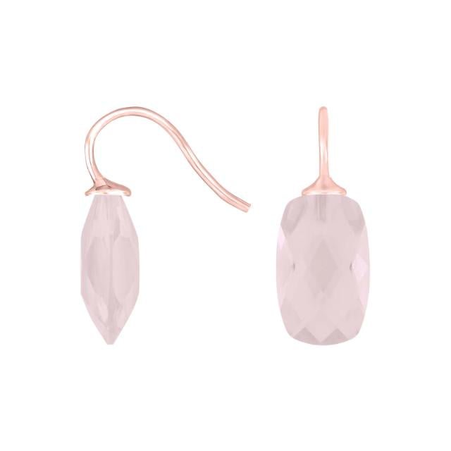 Rosaforg sølvøreh. m/kvartsglas facetteret farve25 - Urma.dk