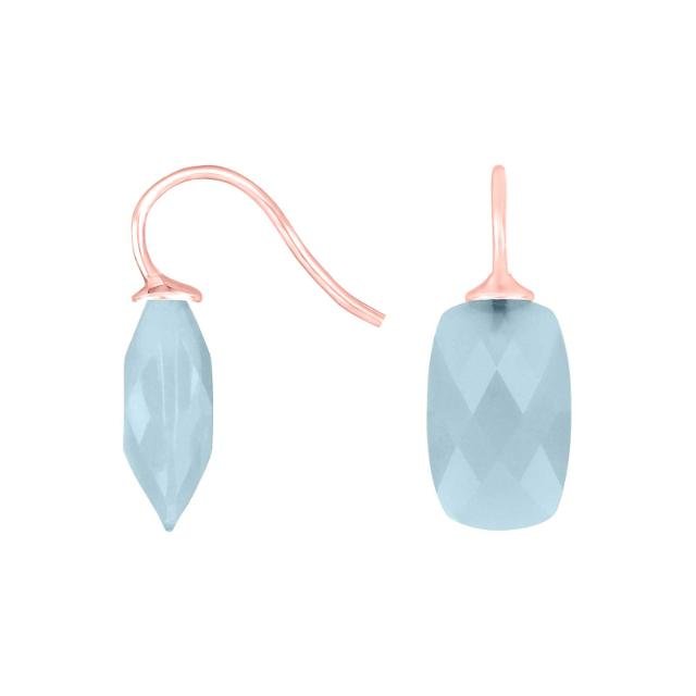 Rosaforg sølvøreh. m/kvartsglas facetteret farve35 - Urma.dk