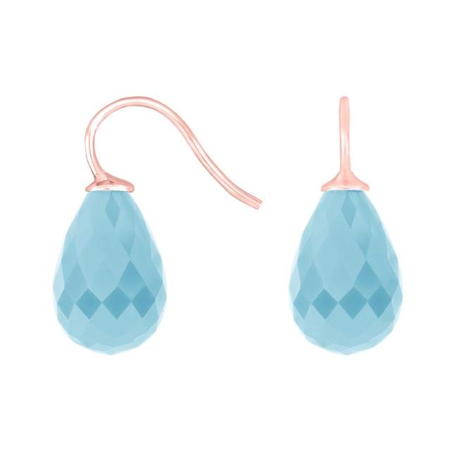 Rosaforg sølvøreh. m/kvartsglas facetteret farve36 - Urma.dk