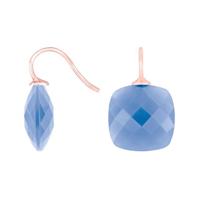 Rosaforg sølvøreh. m/kvartsglas facetteret farve39 - Urma.dk