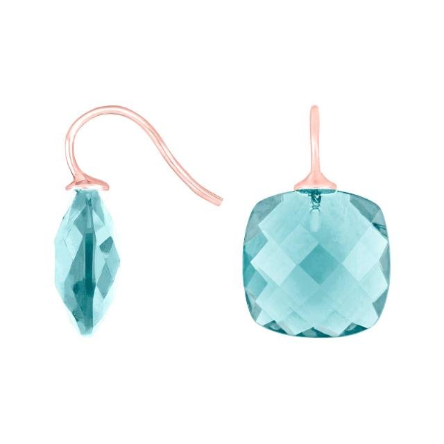 Rosaforg sølvøreh. m/kvartsglas facetteret farve47 - Urma.dk