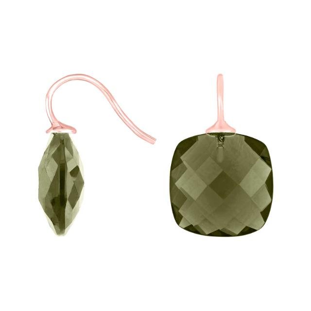 Rosaforg sølvøreh. m/kvartsglas facetteret farve61 - Urma.dk