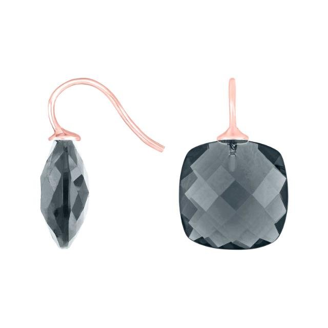 Rosaforg sølvøreh. m/kvartsglas facetteret farve91 - Urma.dk