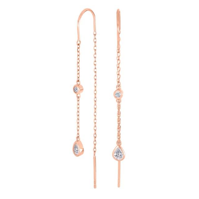Rosaforgyldt sølv ørehængere 2cz LINENOR - Urma.dk