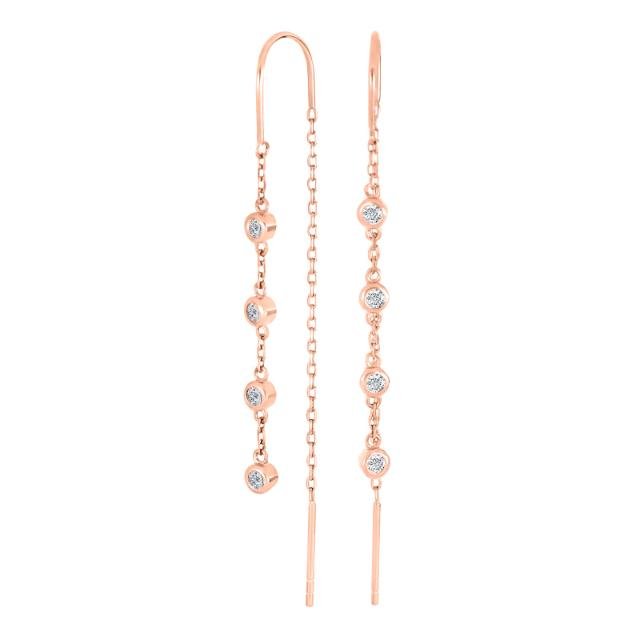 Rosaforgyldt sølv ørehængere 4cz LINENOR - Urma.dk