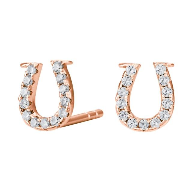 Rosaforgyldt sølv ørestikker hestesko 7mm med cz - Urma.dk
