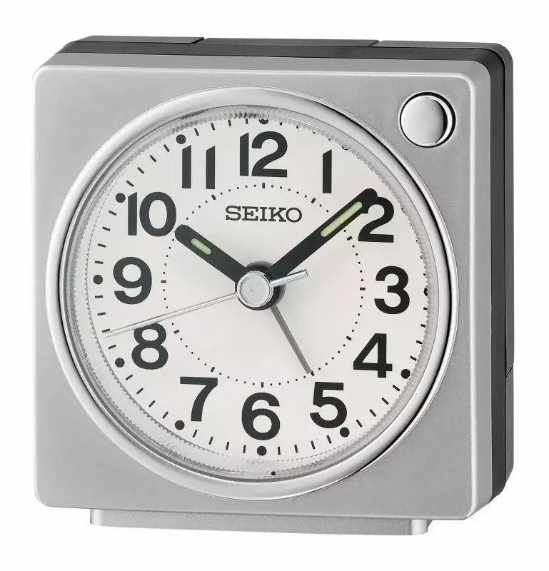 Seiko vækkeur med lydløs sekundviser - Grå - 6,5 x 6,5 cm - Urma.dk