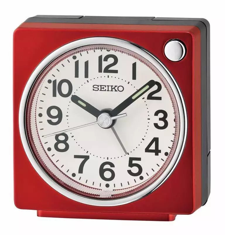 Seiko vækkeur med lydløs sekundviser - Rød - 6,5 x 6,5 cm - Urma.dk