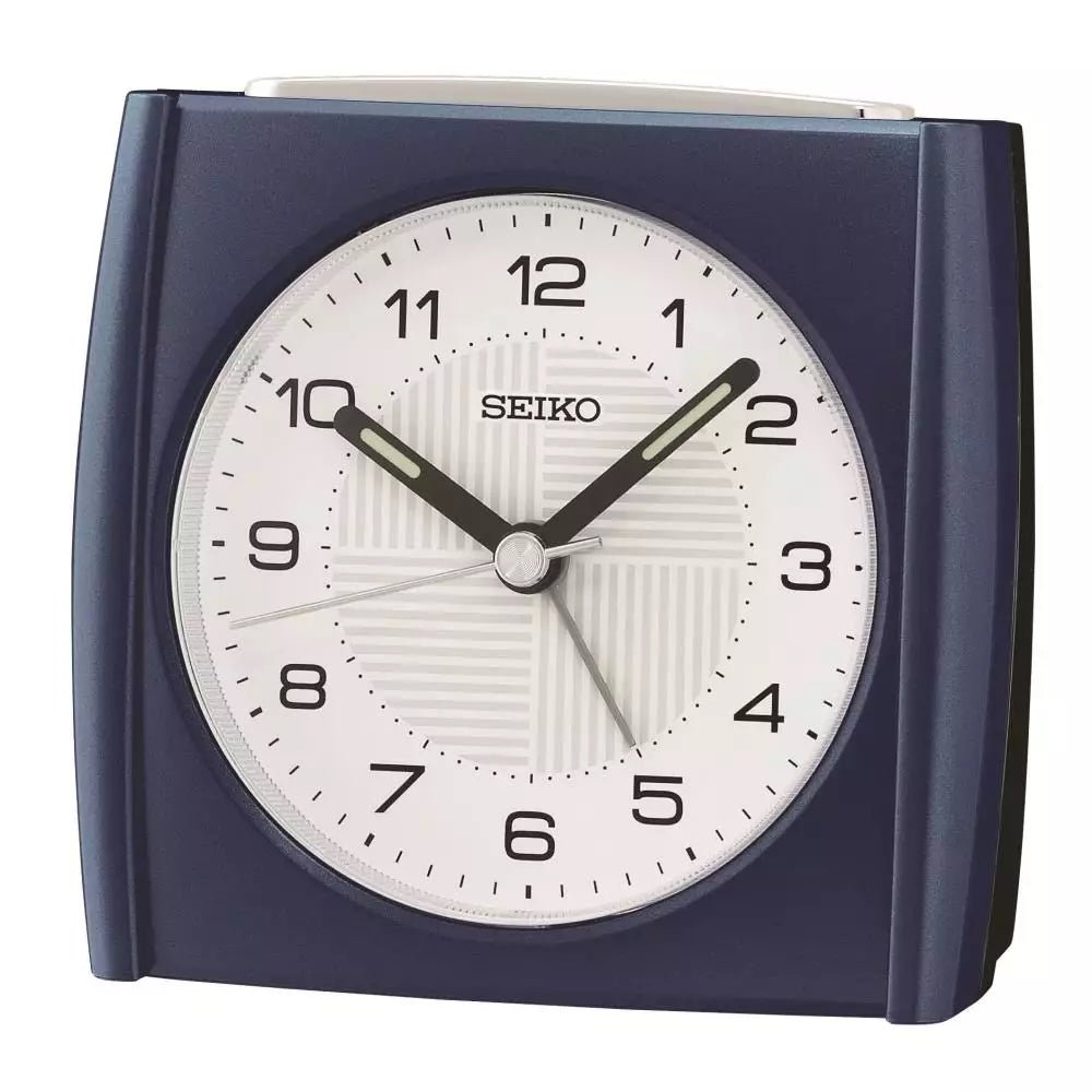 Seiko vækkeur med lys, snooze og lydløs sekundviser - Blå - 8,5 x 9 x 6,3 cm - Urma.dk